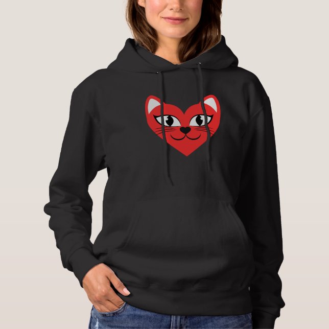 Cat Heart Face  Love Cats Hoodie (Vorderseite)
