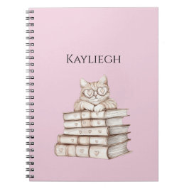 Cat Heart Glasses Books Notizblock