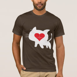 Cat Heartbeat – Minimalist Black Cat Love Design T-Shirt
