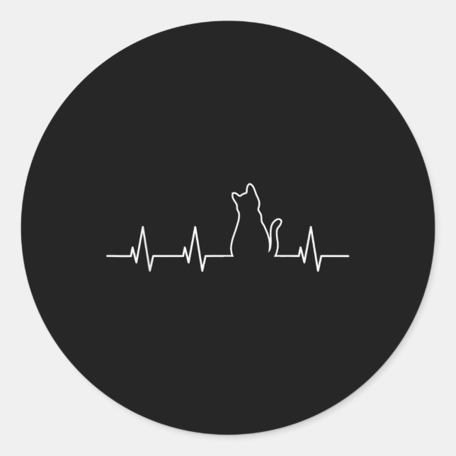 Cat Heartbeat Runder Aufkleber (Vorderseite)