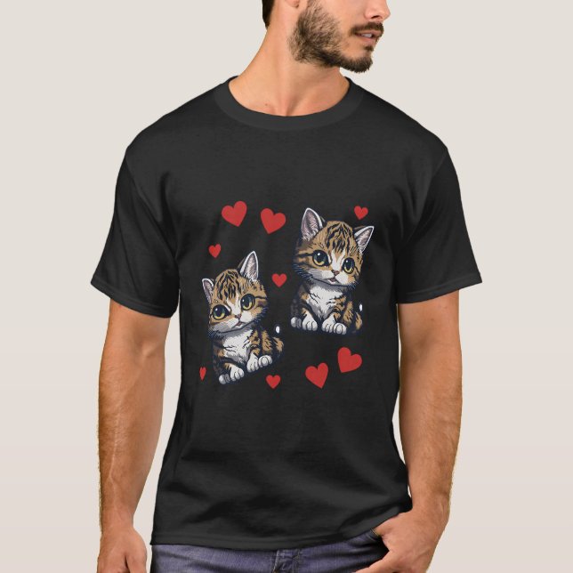 Cat Hearts Shirt Liebe Kittens Women's Girls Cat L (Vorderseite)
