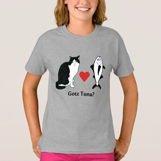 Cat Hearts Thunfisch, Katze Joke T-Shirt (Vorderseite)
