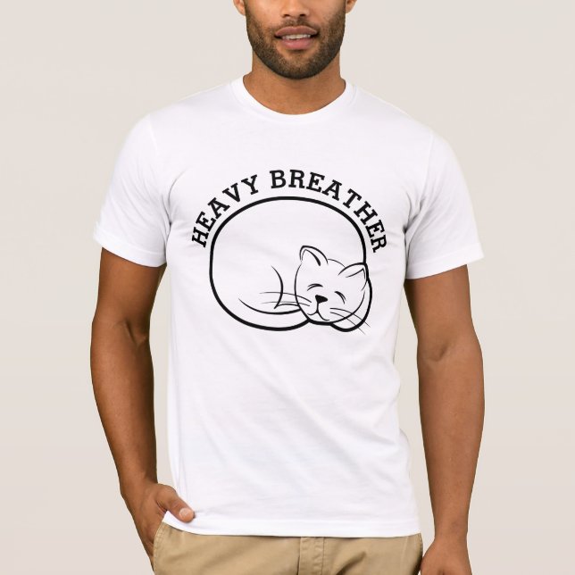 CAT HEAVY BREATHER FUNNY T - SHIRT (Vorderseite)