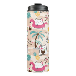 Cat Hello Summer Beach Kitty Urlaub Thermosbecher