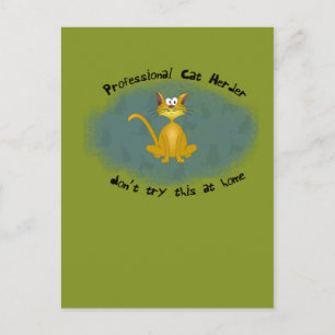 Cat Herder Funny Postcard Postkarte