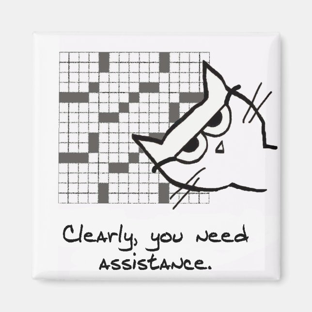 Cat hilft mit dem Crossword - Funny Cat Magnet (Vorne)