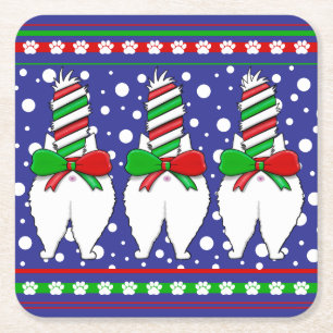 Cat Hintern Christmas Green Rechteckiger Pappuntersetzer