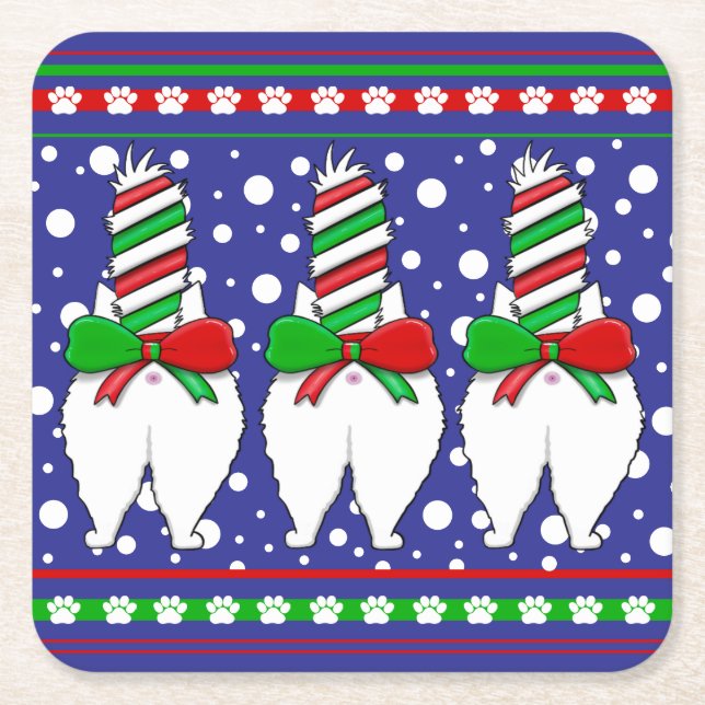 Cat Hintern Christmas Green Rechteckiger Pappuntersetzer (Vorderseite)