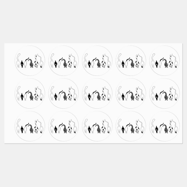 Cat-Hintern Etiketten (Blatt)