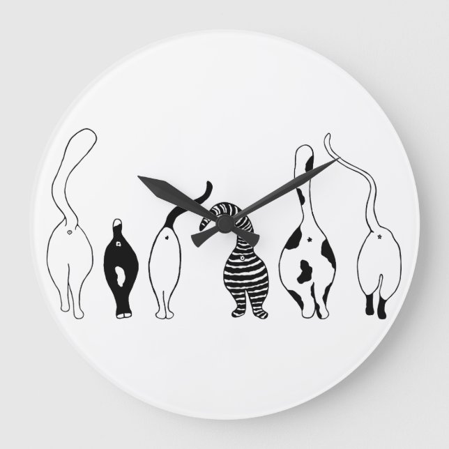 Cat-Hintern Große Wanduhr (Vorderseite)