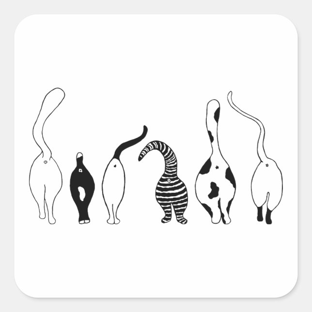 Cat-Hintern Quadratischer Aufkleber (Vorderseite)