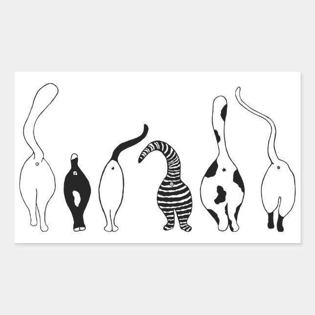 Cat-Hintern Rechteckiger Aufkleber (Vorderseite)