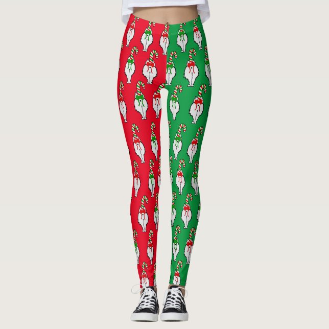 Cat Hintern Weihnachten Leggings (Vorderseite)