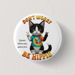 Cat Hippie Boho Peace Groovy personalisieren Button