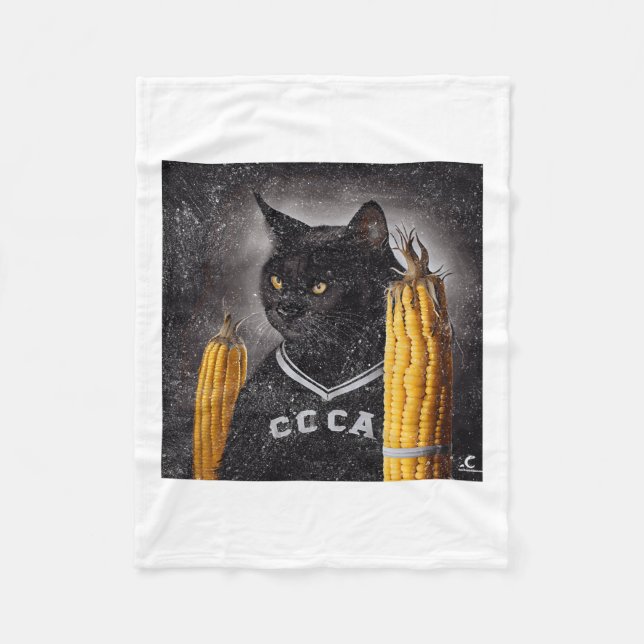 Cat Hockey Corn auf dem Cob Fleecedecke (Vorderseite)