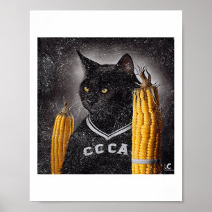 Cat Hockey Corn auf dem Cob Poster