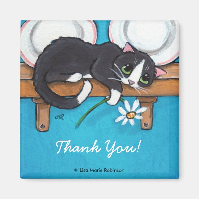 Cat Holding a Daisy | Danke, Magnet (Vorne)