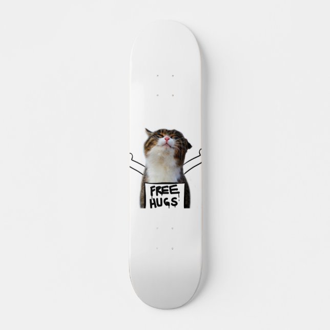 Cat Holding Free Hugs-Zeichen Skateboard (Vorne)