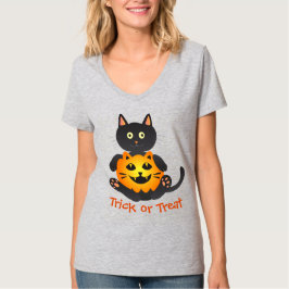Cat Holding Jack-o' Lantern T-Shirt