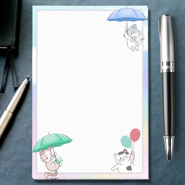 Cat Holding Umbrella und Ballon Flug in Sky Post-it Klebezettel (Von Creator hochgeladen)