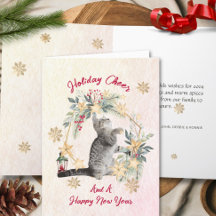 Cat Holiday Watercolor - Moderne Weihnachtsgrüße
