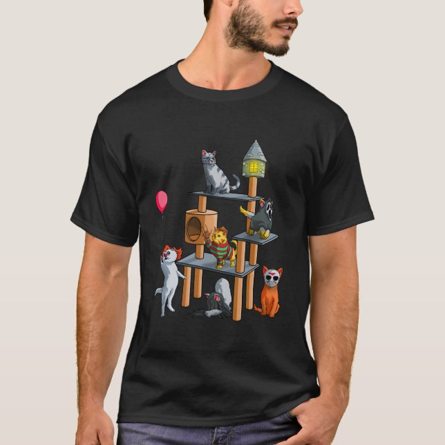 Cat Horror Movies Halloween For Cat Kitty T-Shirt (Vorderseite)