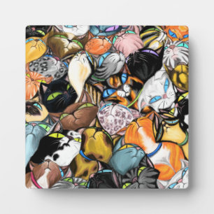 Cat House - Colorful Cudling Cats Hugs - Malerei Fotoplatte