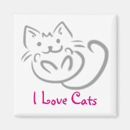Cat Hug I Liebe Cats Magnet