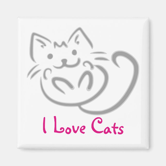 Cat Hug I Liebe Cats Magnet (Vorne)