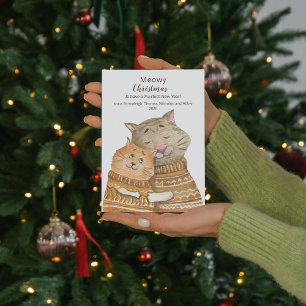 Cat Hug Meowy Weihnachten & Zweck Neujahr Postkarte