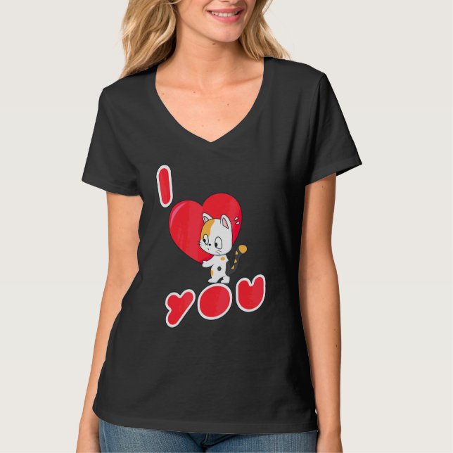 Cat I Liebe You Kitten T-Shirt (Vorderseite)