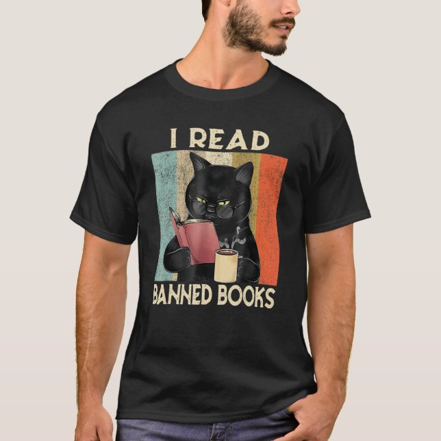 Cat I Read Banned Books  Bookworms Reading Book 2 T-Shirt (Vorderseite)