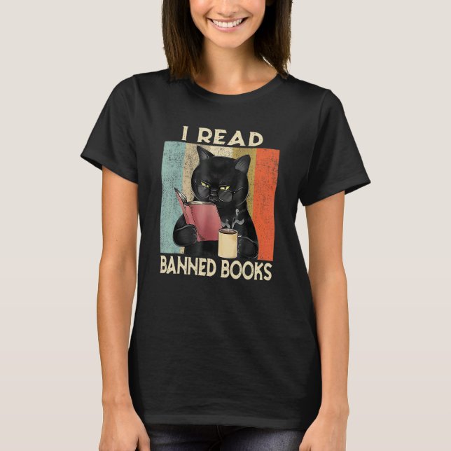 Cat I Read Banned Books  Bookworms Reading Book 2 T-Shirt (Vorderseite)