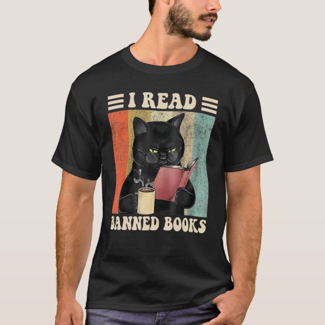 Cat I Read Banned Books  Bookworms Reading Book 3 T-Shirt (Vorderseite)