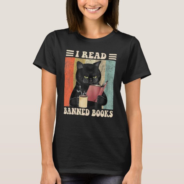 Cat I Read Banned Books  Bookworms Reading Book 3 T-Shirt (Vorderseite)