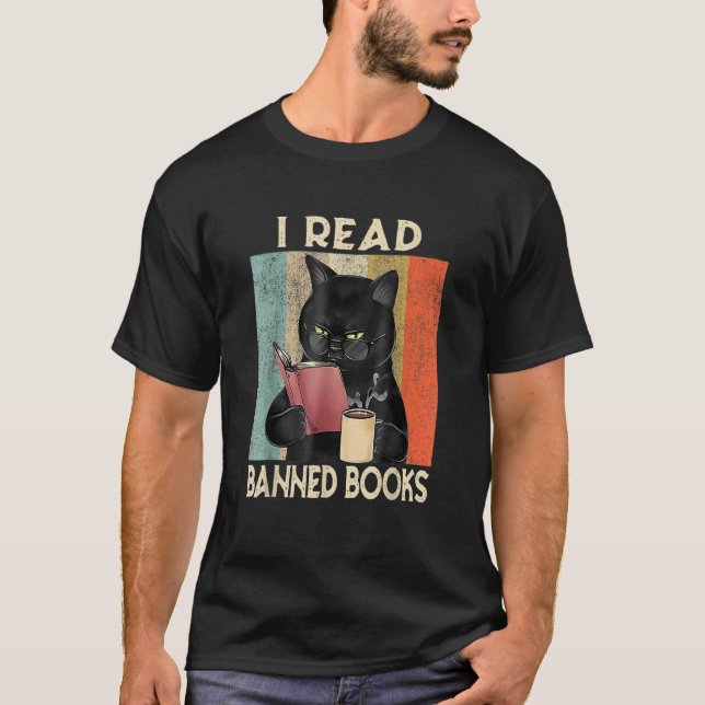 Cat I Read Banned Books  Bookworms Reading Book 4 T-Shirt (Vorderseite)