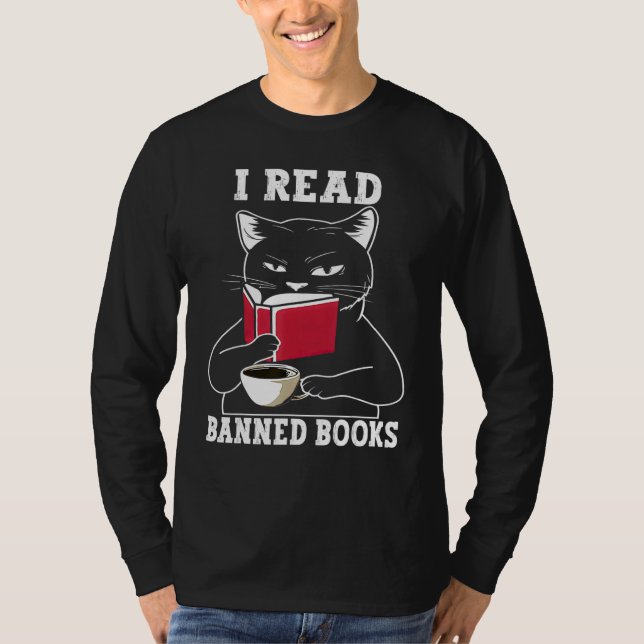 Cat I Read Banned Books  Bookworms Reading Book T-Shirt (Vorderseite)