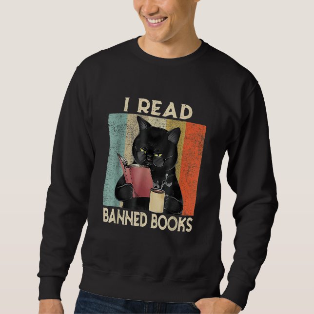 Cat I Read Banned Books men Bookworms Reading Book Sweatshirt (Vorderseite)