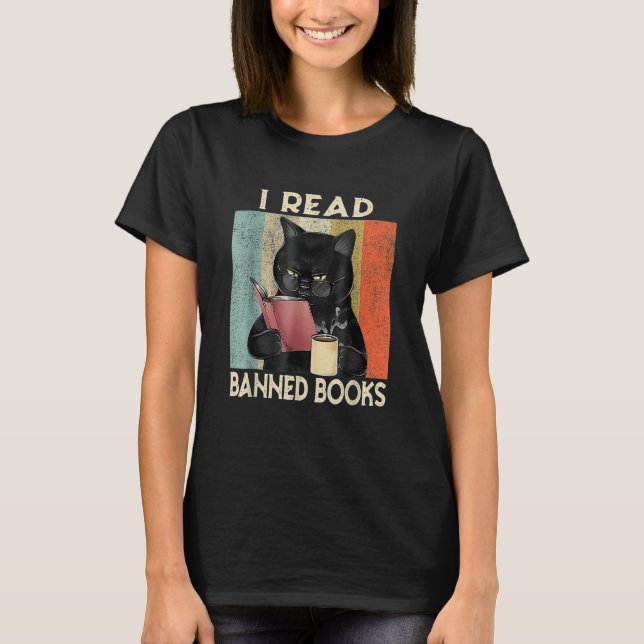 Cat I Read Banned Books men Bookworms Reading Book T-Shirt (Vorderseite)