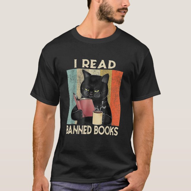 Cat I Read Banned Books men Bookworms Reading Book T-Shirt (Vorderseite)
