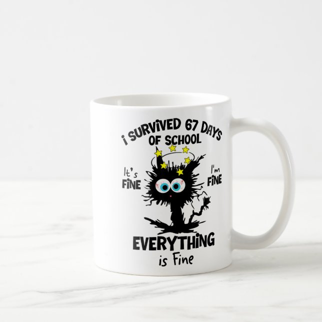 Cat I Survived 67 Days Of School Teachers Students Kaffeetasse (Rechts)