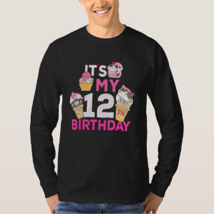 Cat Ice Cream My 12. Geburtstag 12 Jahre alt Gif T-Shirt