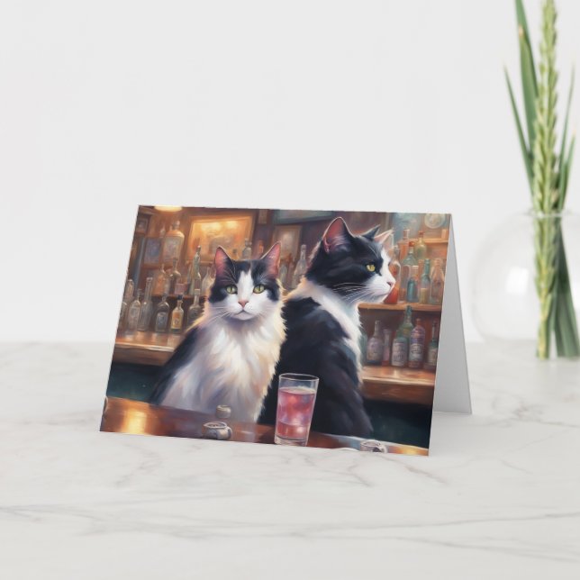 Cat ignoring each other Happy Hour bar Karte (Vorderseite)