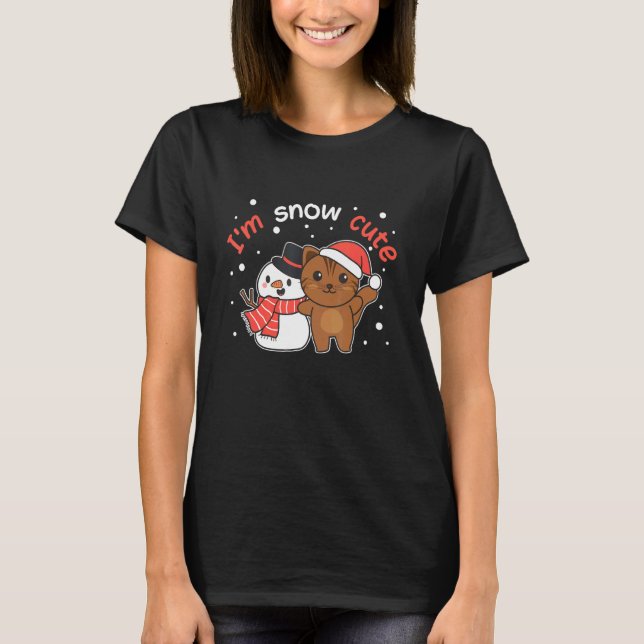 Cat I'm Snow Cute Snowman Snow Pun T-Shirt (Vorderseite)