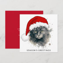 Cat in a Weihnachtsmannmütze - Die Grüße der Saiso