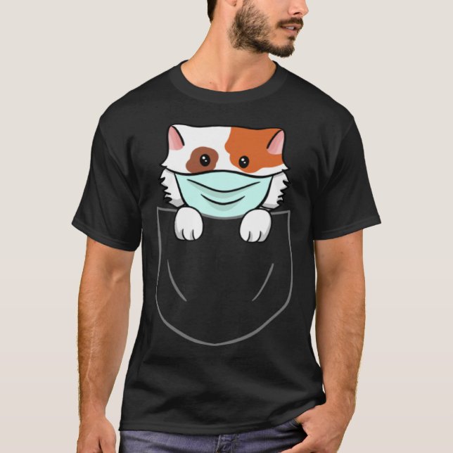 Cat In Chest Pocket Breast Pocket Animal Face Mask T-Shirt (Vorderseite)