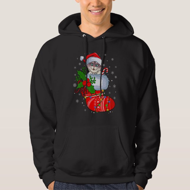 Cat In Christmas Socks   Santa Cat Xmas Hoodie (Vorderseite)