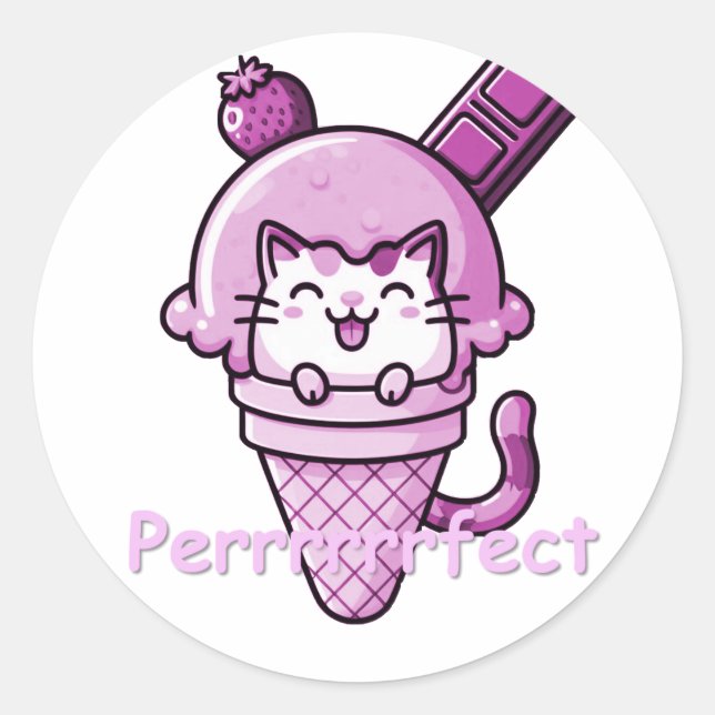 Cat in Cone Perfect Pink Runder Aufkleber (Vorderseite)
