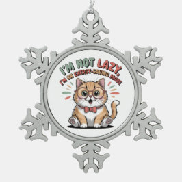 Cat in Energy Saving Mode Schneeflocken Zinn-Ornament