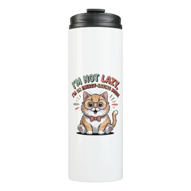 Cat in Energy Saving Mode Thermosbecher (Vorderseite)